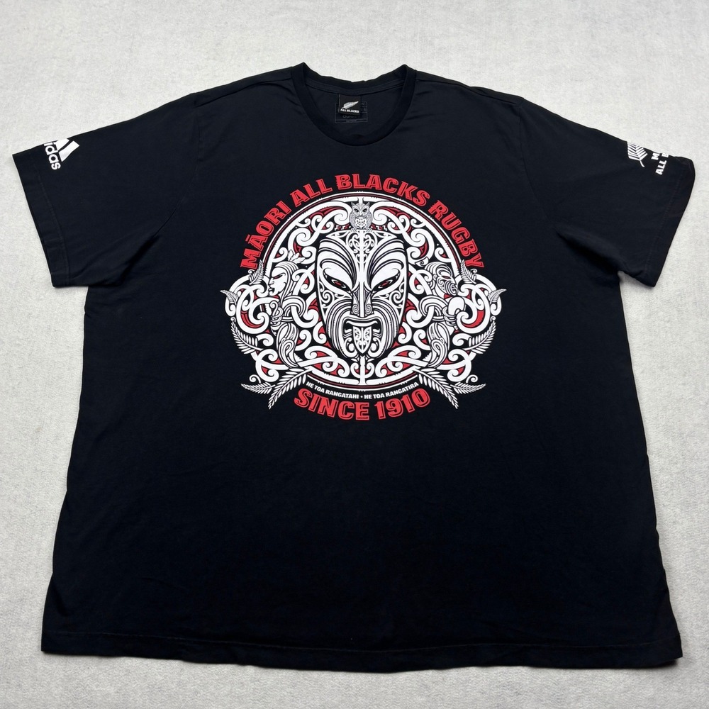 adidas Shirt Mens 3XL Black Maori All Blacks Rugby NZ Silver Fern Graphic Tee